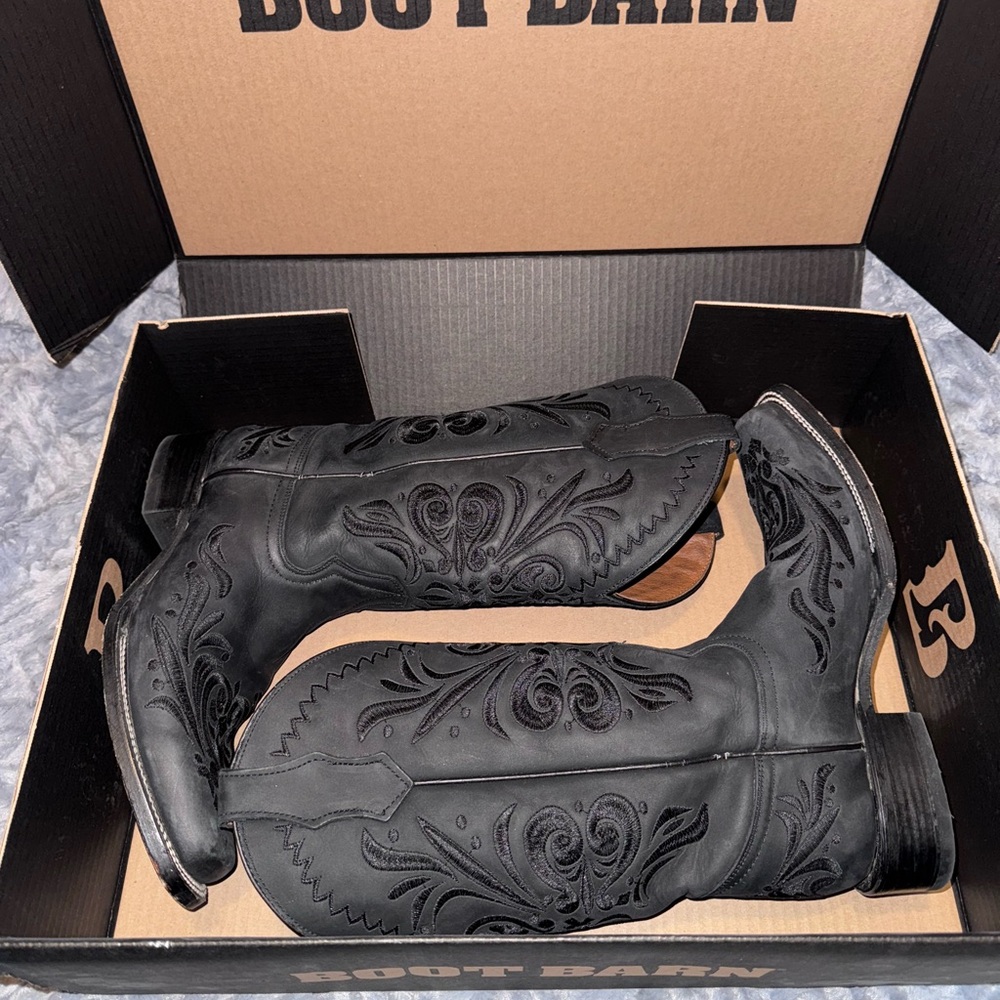 Circle G black Leather Cowboy Boots